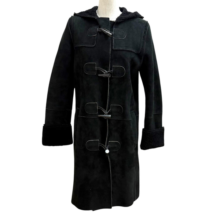 Great BURBERRY LONDON Duffel coat black Sheep leather Women 38