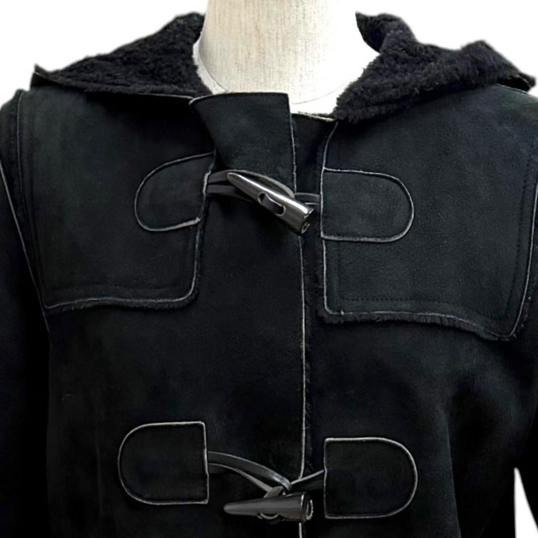 Great BURBERRY LONDON Duffel coat black Sheep leather Women 38