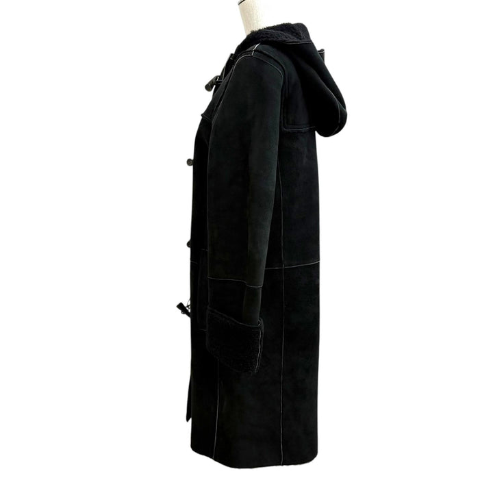 Great BURBERRY LONDON Duffel coat black Sheep leather Women 38