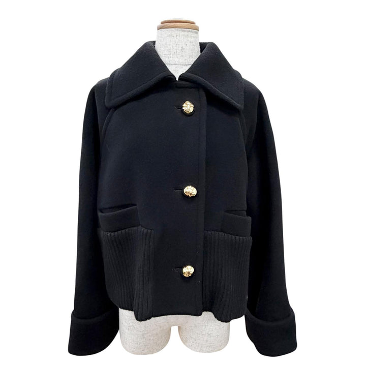 Excellent PATOU Wool Cashmere Blend Ribbed Waist Cropped Coat 34 CO0230183999B