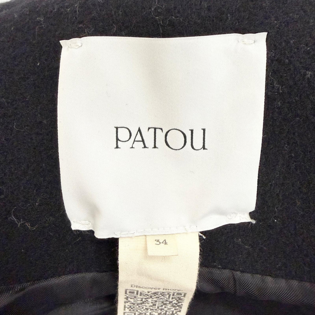 Excellent PATOU Wool Cashmere Blend Ribbed Waist Cropped Coat 34 CO0230183999B