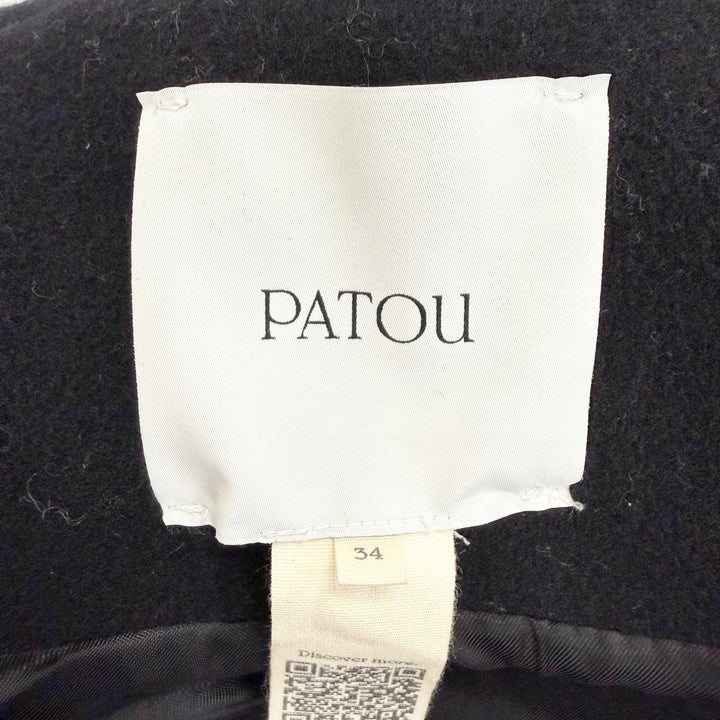 Excellent PATOU Wool Cashmere Blend Ribbed Waist Cropped Coat 34 CO0230183999B