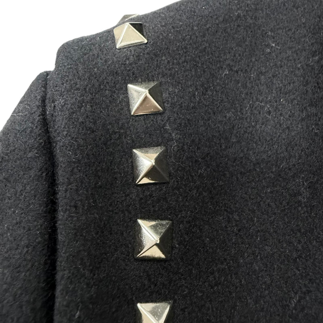 Great VALENTINO Duffel coat Rockstud toggle buttons black wool mens