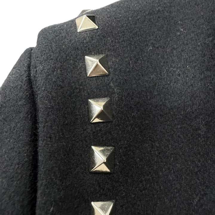 Great VALENTINO Duffel coat Rockstud toggle buttons black wool mens