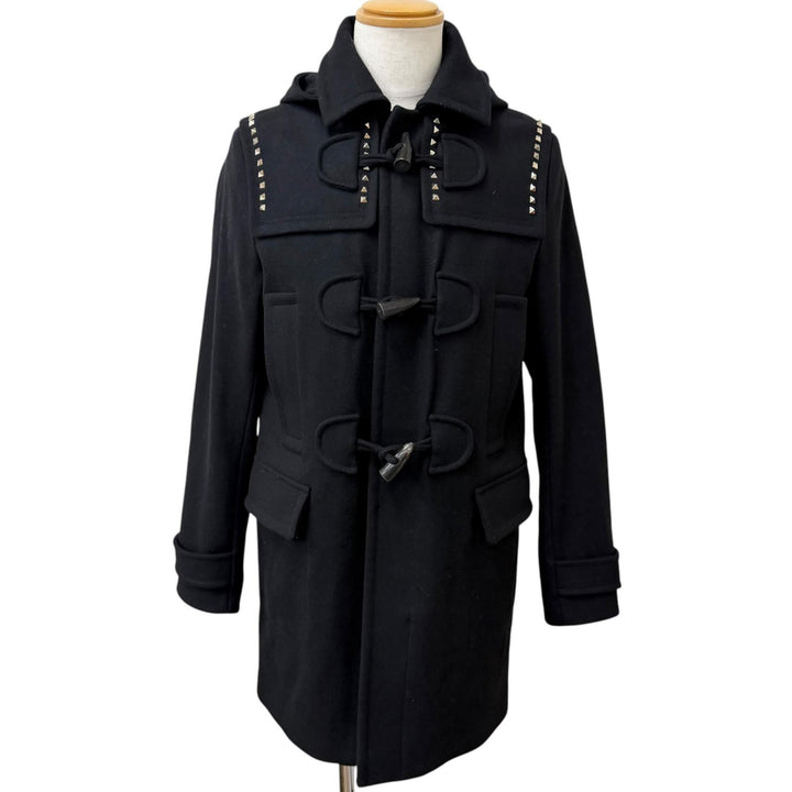 Great VALENTINO Duffel coat Rockstud toggle buttons black wool mens