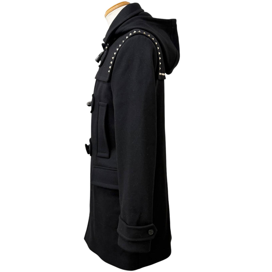 Great VALENTINO Duffel coat Rockstud toggle buttons black wool mens