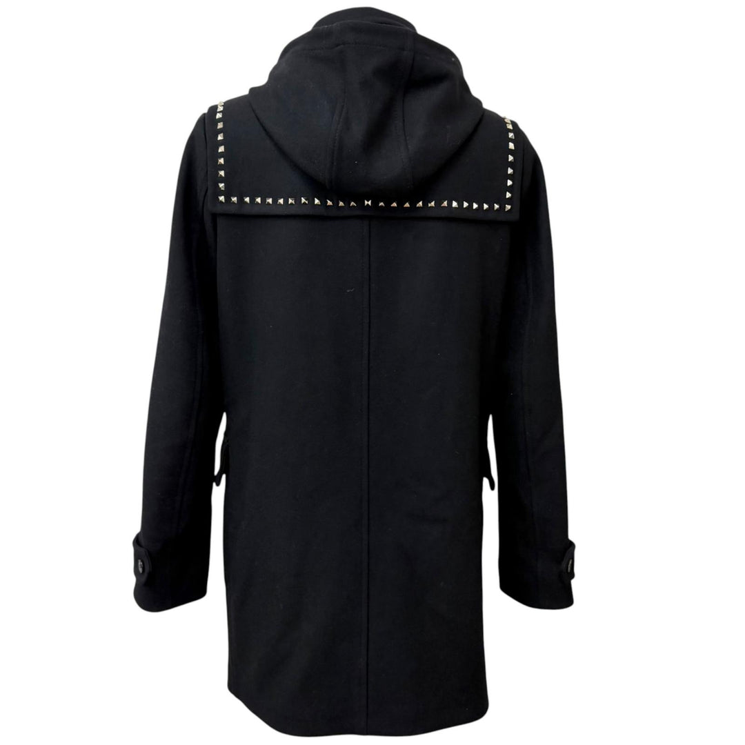 Great VALENTINO Duffel coat Rockstud toggle buttons black wool mens