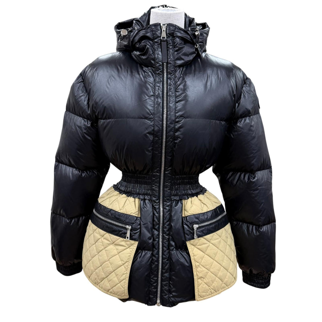 Excellent MONCLER GENIUS 2 down coat PATRICIA Logo patch and hood black Women 00