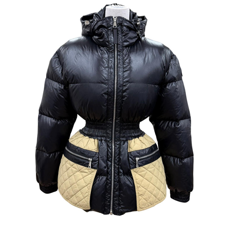 Excellent MONCLER GENIUS 2 down coat PATRICIA Logo patch and hood black Women 00