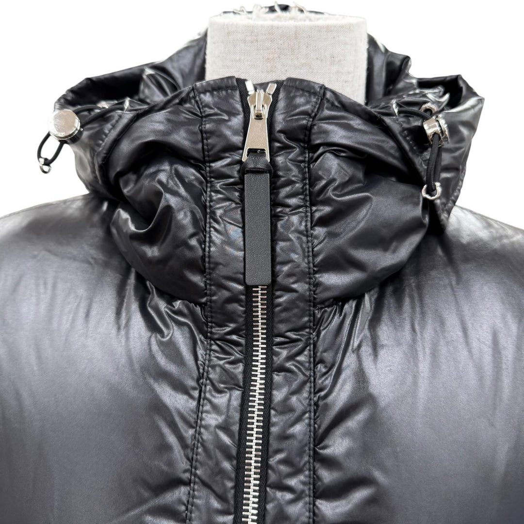Excellent MONCLER GENIUS 2 down coat PATRICIA Logo patch and hood black Women 00