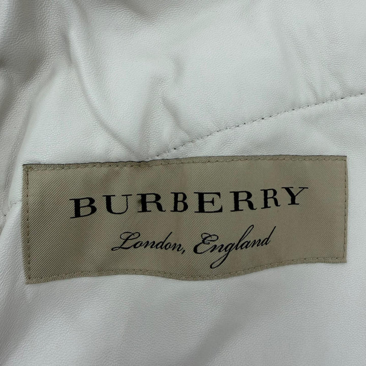Excellent BURBERRY Mouton coat Logo button beige Sheepskin Leather 38 4028088