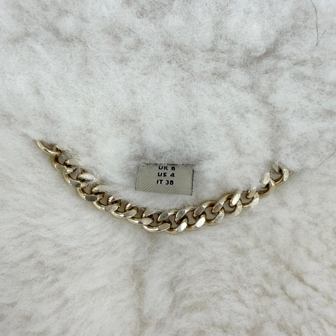Excellent BURBERRY Mouton coat Logo button beige Sheepskin Leather 38 4028088
