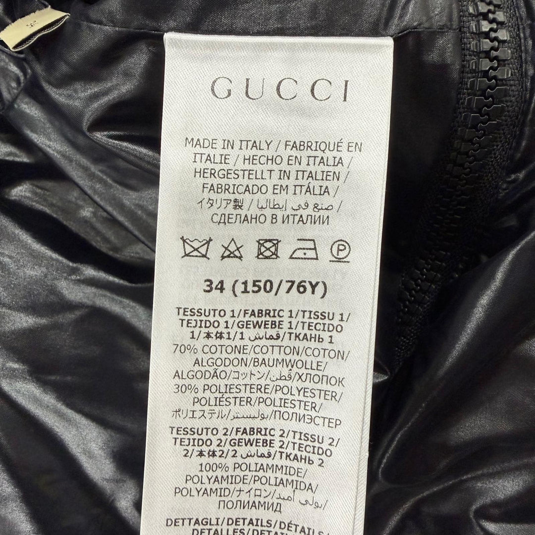 Pristine GUCCI Down jacket GG canvas bomber jacket Brown cotton Women 34 761698