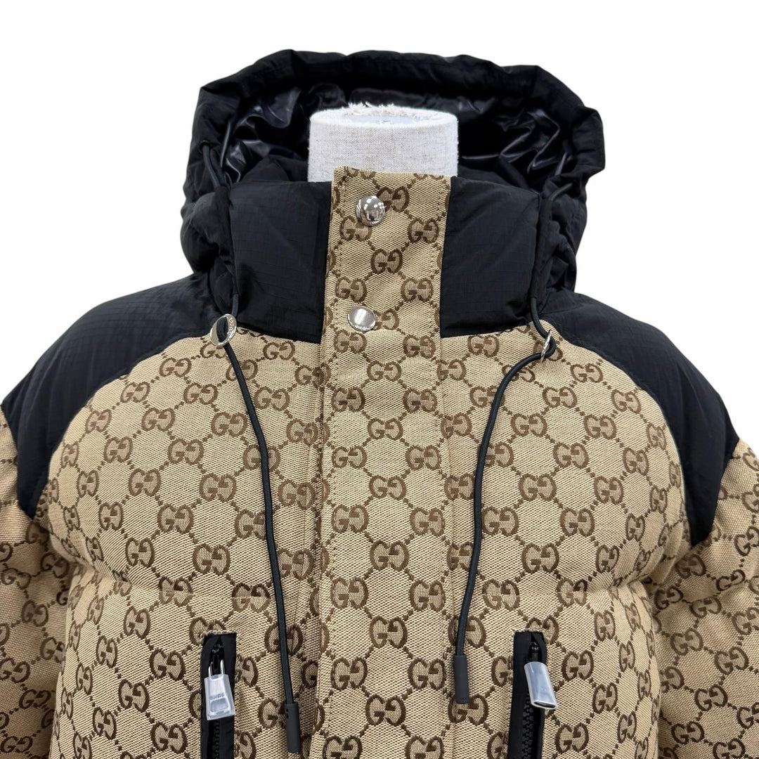 Pristine GUCCI Down jacket GG canvas bomber jacket Brown cotton Women 34 761698