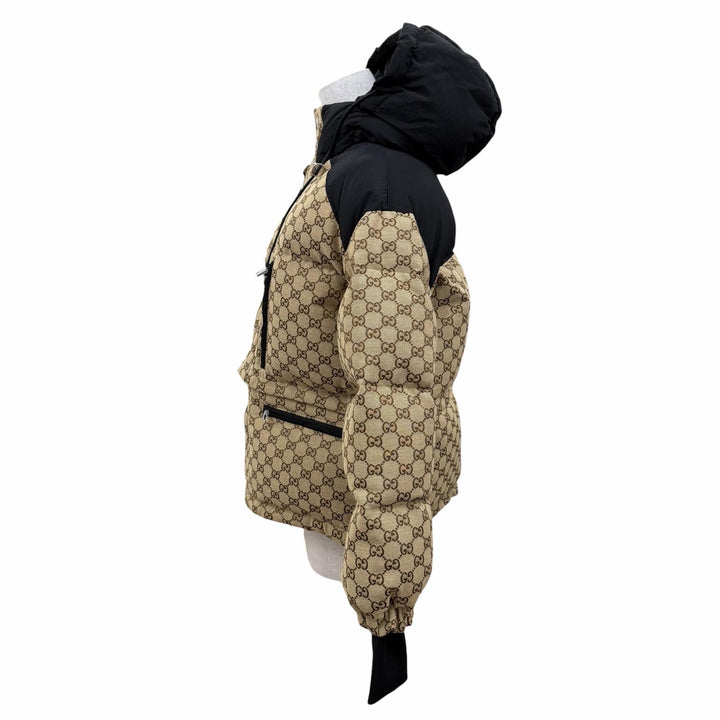 Pristine GUCCI Down jacket GG canvas bomber jacket Brown cotton Women 34 761698