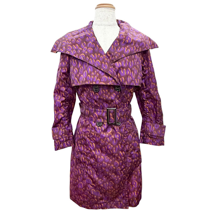 Excellent LOUIS VUITTON trench coat Logo button belt with leopard pattern 34
