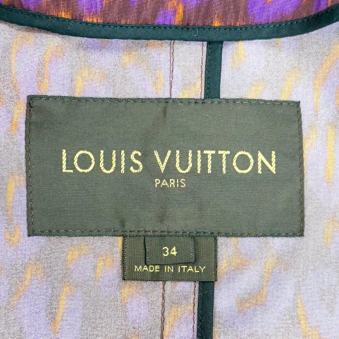 Excellent LOUIS VUITTON trench coat Logo button belt with leopard pattern 34