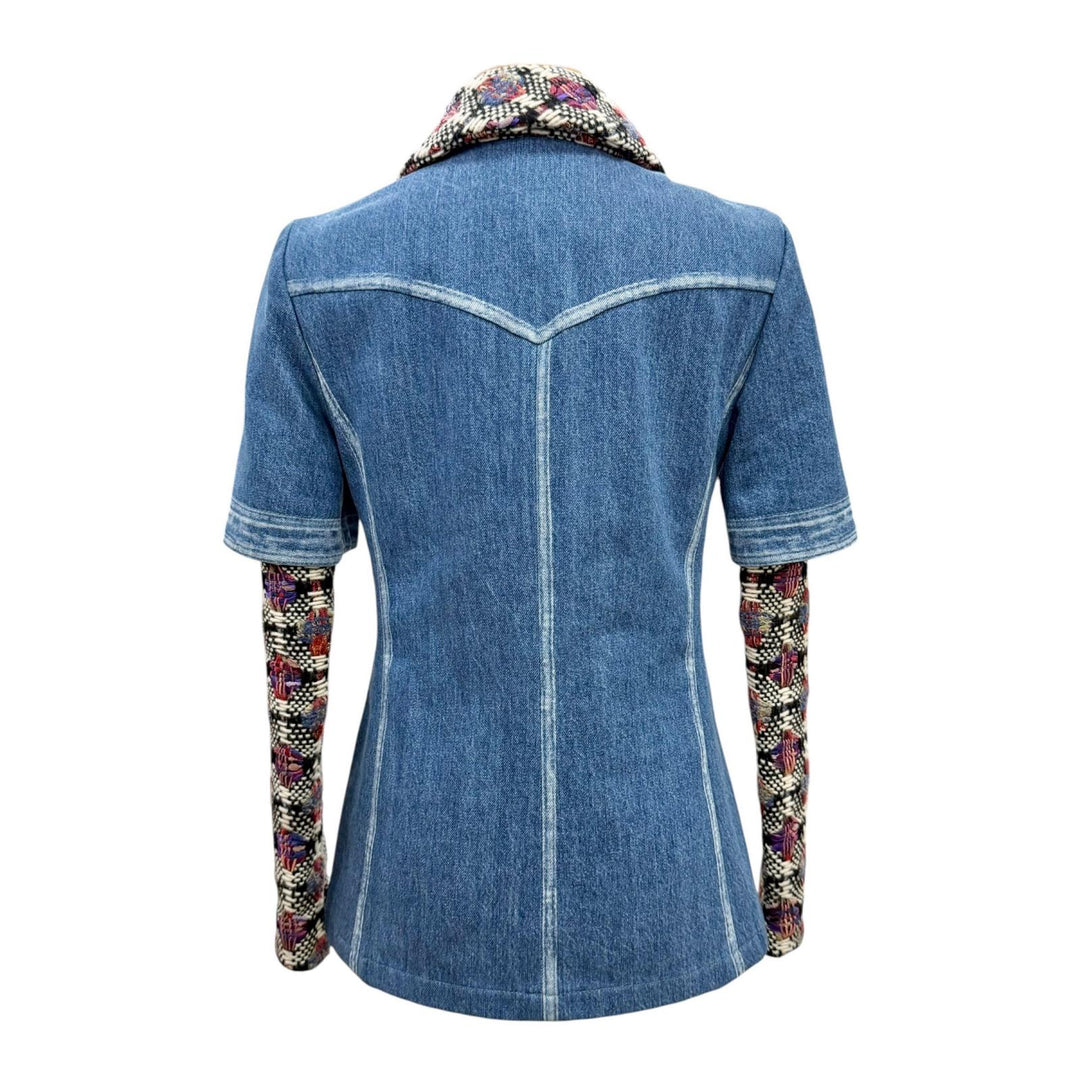 Excellent CHANEL Denim Jacket COCO Mark Gripoa Button Tweed 34 P55073V41214
