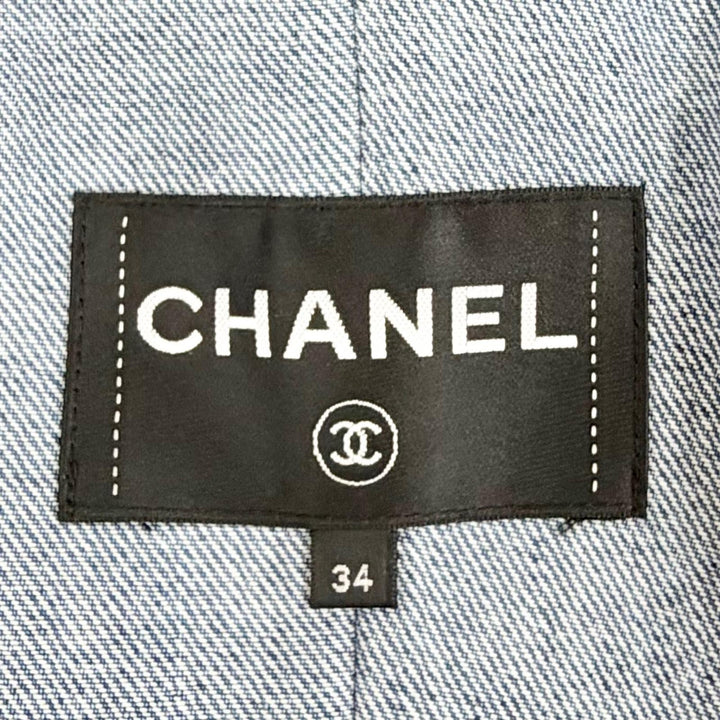 Excellent CHANEL Denim Jacket COCO Mark Gripoa Button Tweed 34 P55073V41214