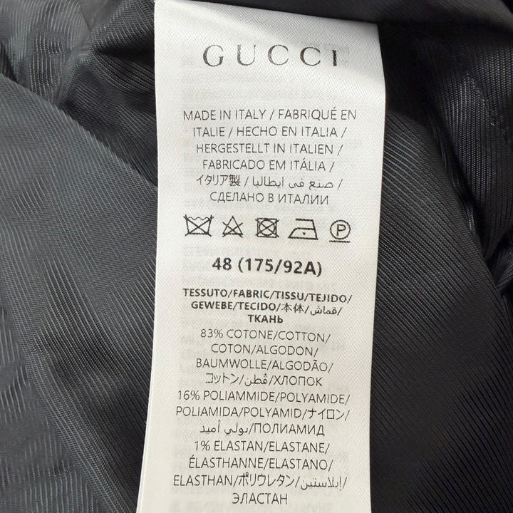Excellent GUCCI Jacket GG logo all-over print collarless tweed black cotton