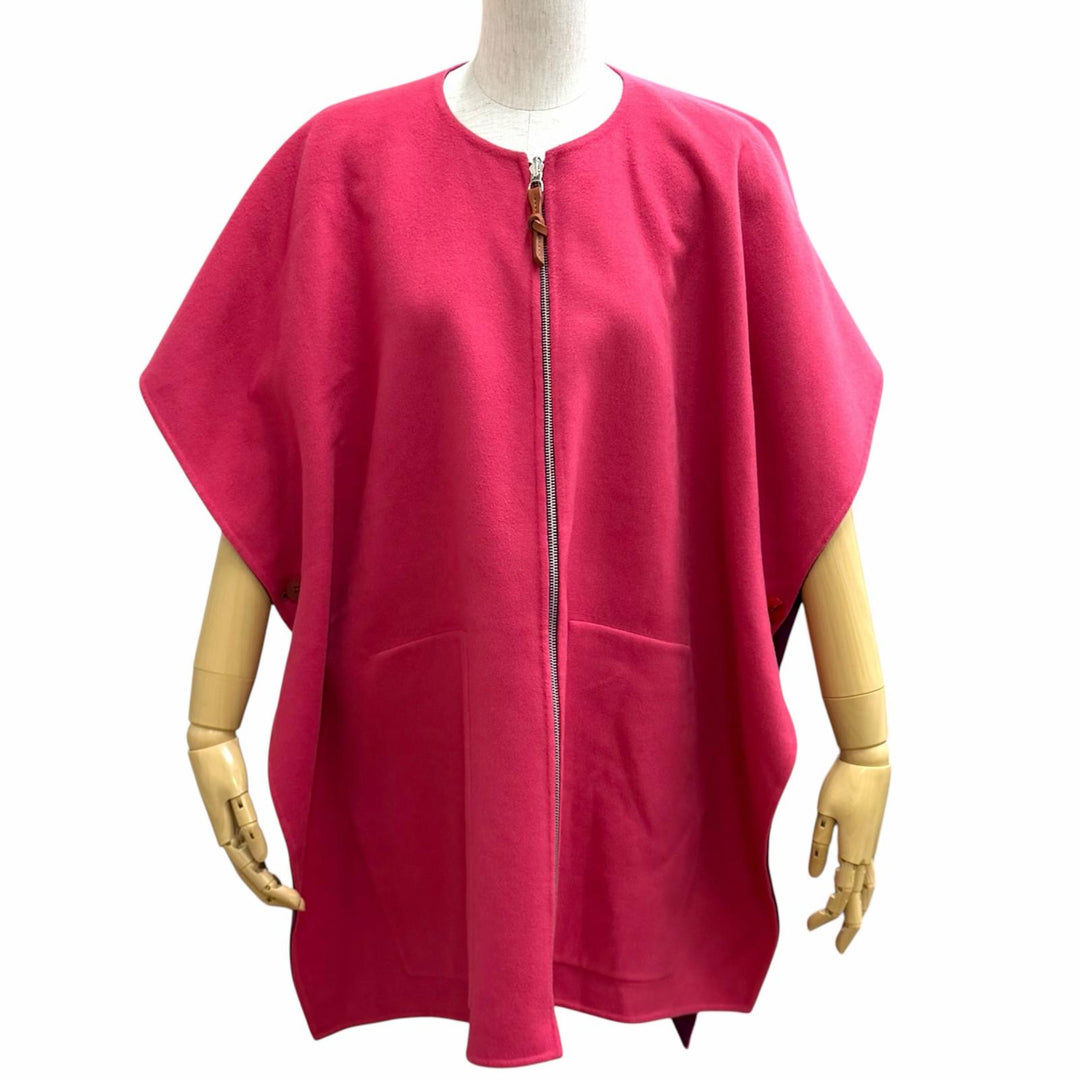 Excellent HERMES poncho Logo button double-faced cape cashmere 38 3E0222DZ