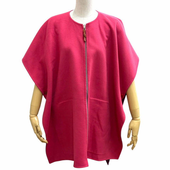 Excellent HERMES poncho Logo button double-faced cape cashmere 38 3E0222DZ