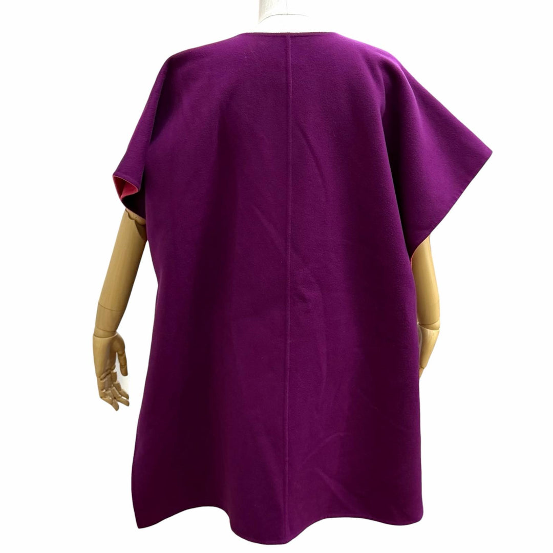 Excellent HERMES poncho Logo button double-faced cape cashmere 38 3E0222DZ