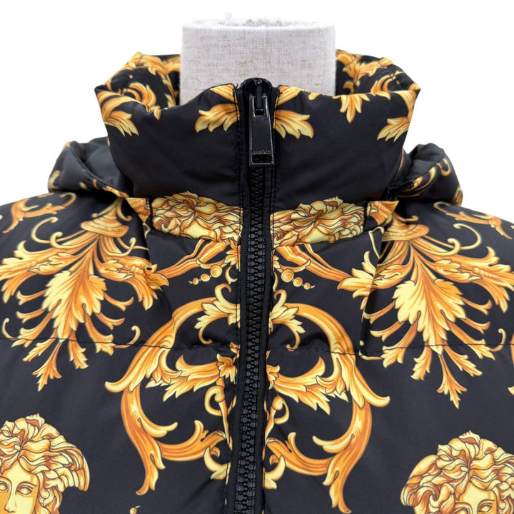 Excellent VERSACE down coat Medusa Metal Belted Baroque Long Dress 36 A88828S