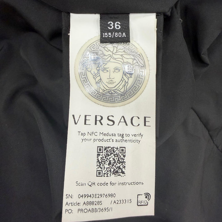 Excellent VERSACE down coat Medusa Metal Belted Baroque Long Dress 36 A88828S