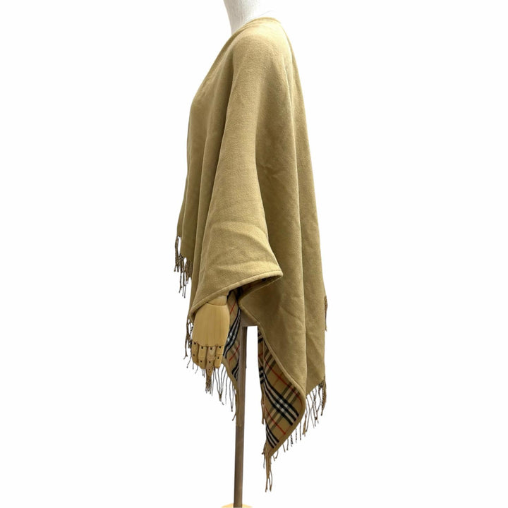 Excellent BURBERRY poncho ST SLD TO VTG CHK CP beige wool Women 8071673