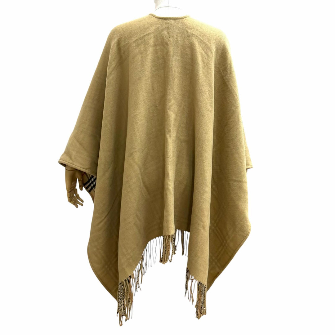 Excellent BURBERRY poncho ST SLD TO VTG CHK CP beige wool Women 8071673