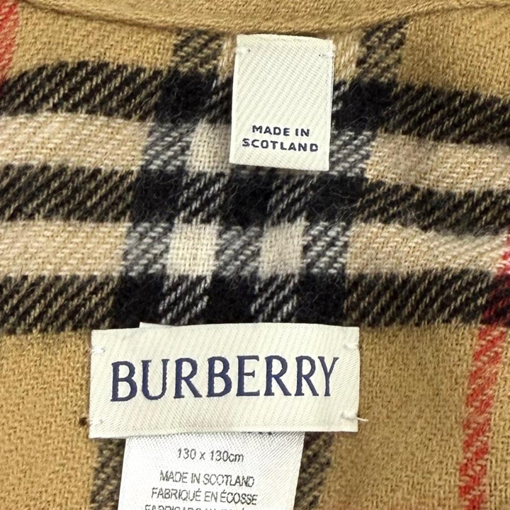 Excellent BURBERRY poncho ST SLD TO VTG CHK CP beige wool Women 8071673
