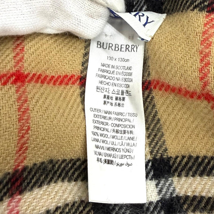 Excellent BURBERRY poncho ST SLD TO VTG CHK CP beige wool Women 8071673