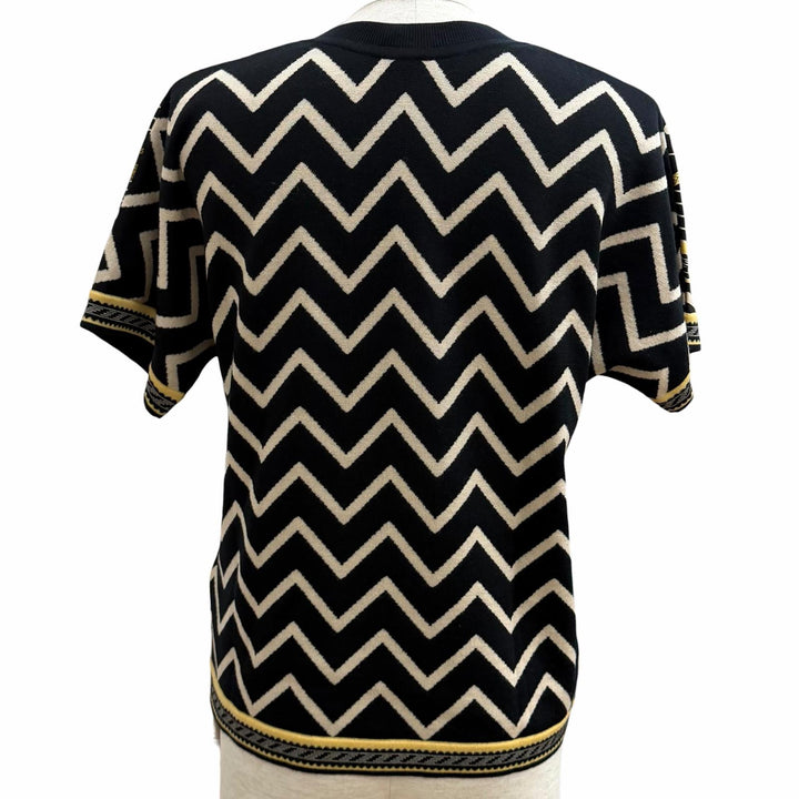 Pristine HERMES Short sleeve knit POSTE AUX LETTRES twill laine silk 38 3H2830D9
