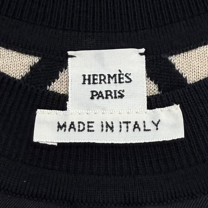 Pristine HERMES Short sleeve knit POSTE AUX LETTRES twill laine silk 38 3H2830D9