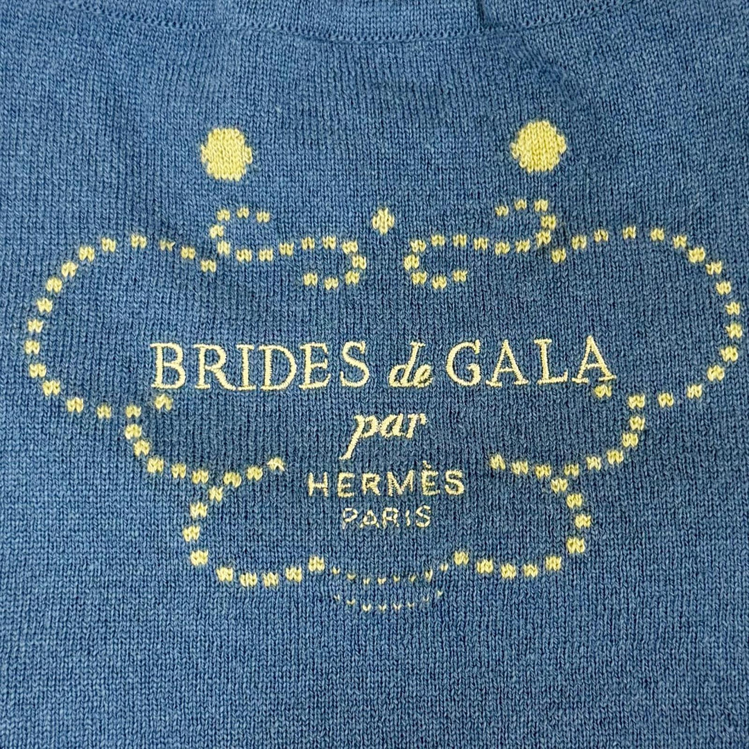 Pristine HERMES Short sleeve knit BRIDES de GALA blue cashmere Women 38 36-7707