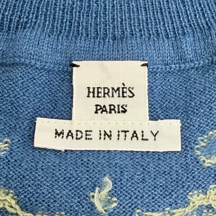 Pristine HERMES Short sleeve knit BRIDES de GALA blue cashmere Women 38 36-7707