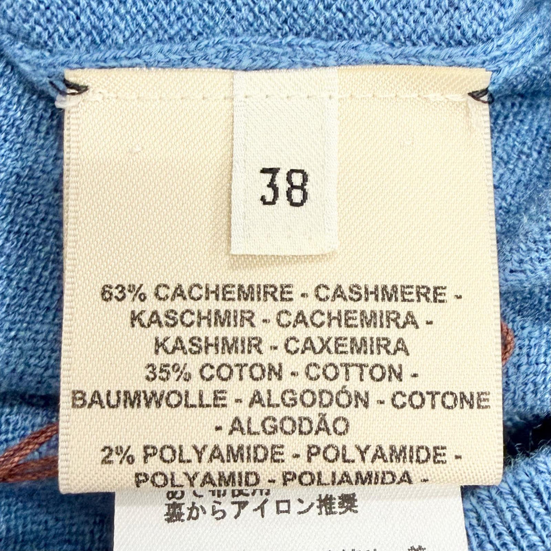 Pristine HERMES Short sleeve knit BRIDES de GALA blue cashmere Women 38 36-7707