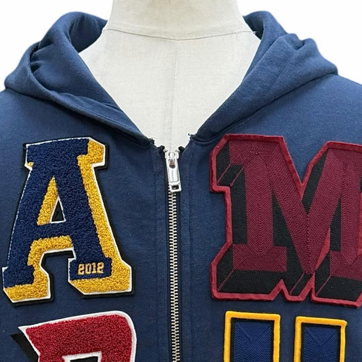 Discounted Great AMBUSH hoodie Logo patch hooded zip-up blue cotton mens S 12115453