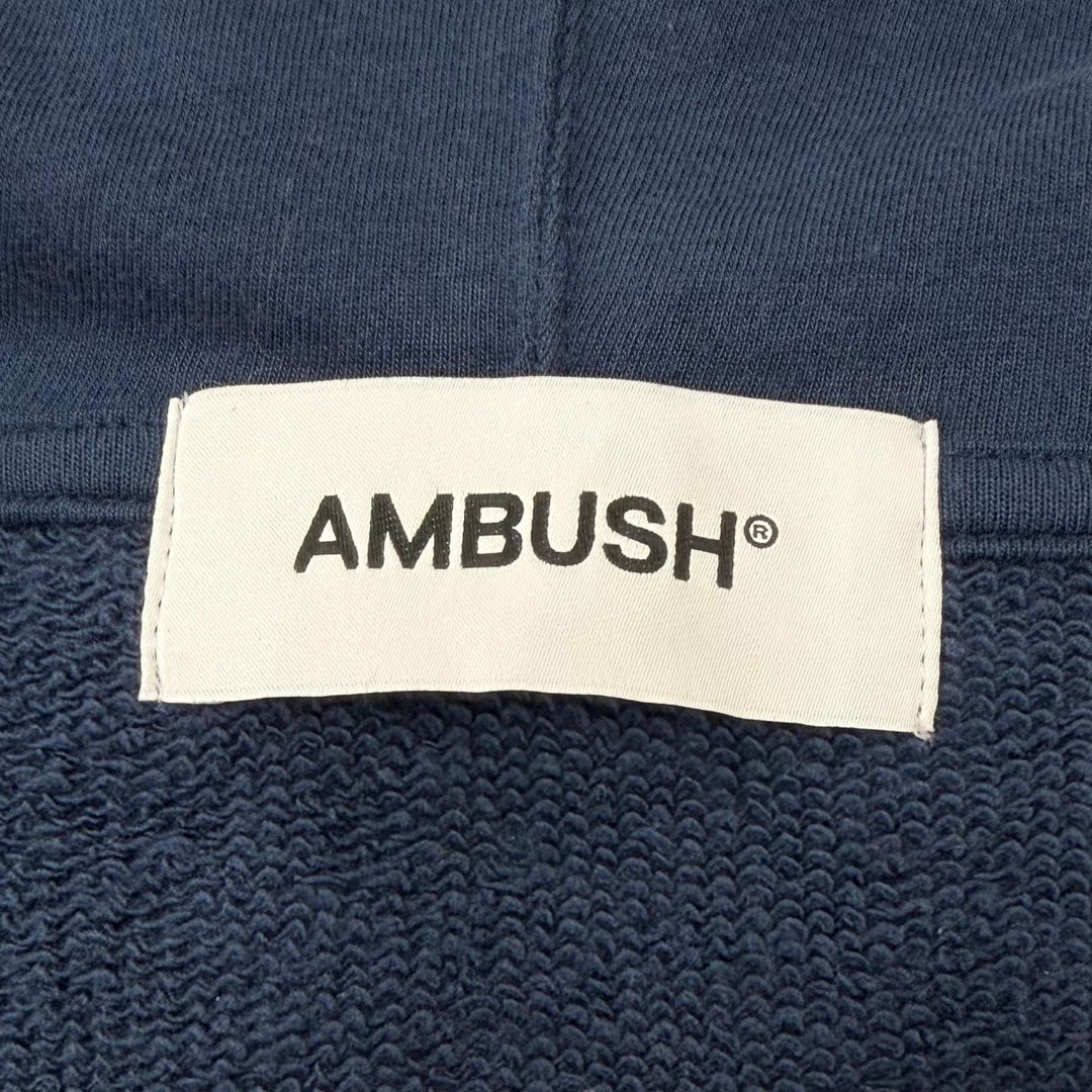 Discounted Great AMBUSH hoodie Logo patch hooded zip-up blue cotton mens S 12115453