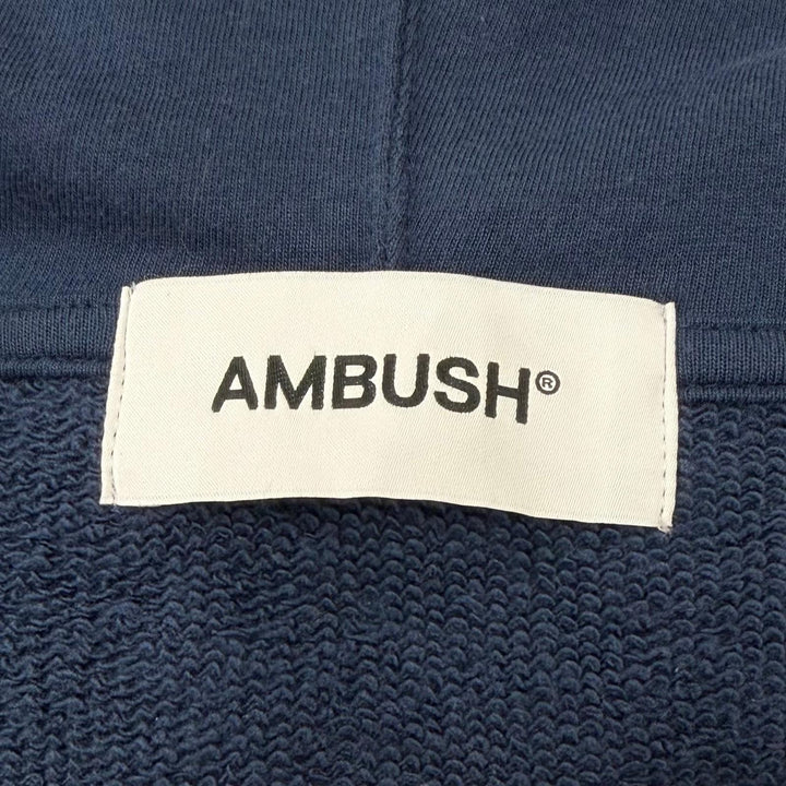 Discounted Great AMBUSH hoodie Logo patch hooded zip-up blue cotton mens S 12115453