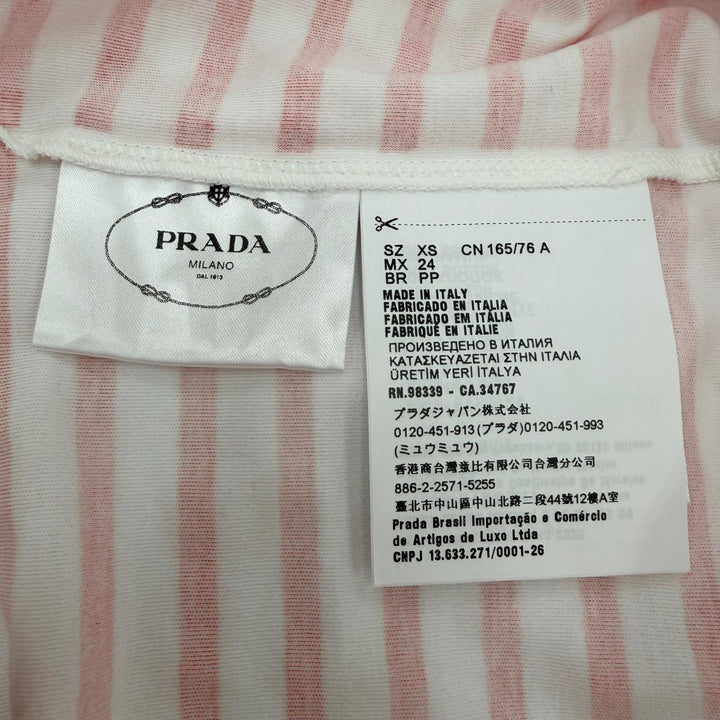 Pristine PRADA Short sleeve T-shirt Logo-print striped crew neck Red Women XS
