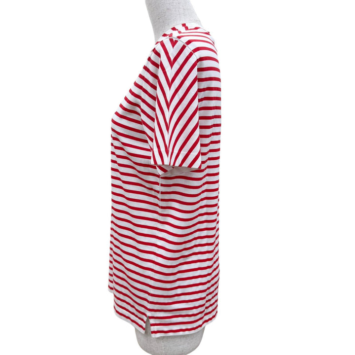 Pristine PRADA Short sleeve T-shirt Logo-print striped crew neck Red Women S