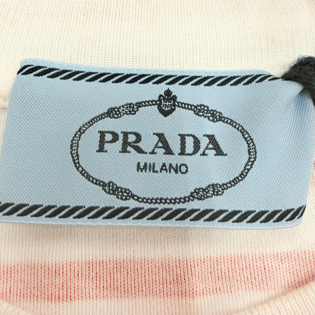 Pristine PRADA Short sleeve T-shirt Logo-print striped crew neck Red Women S