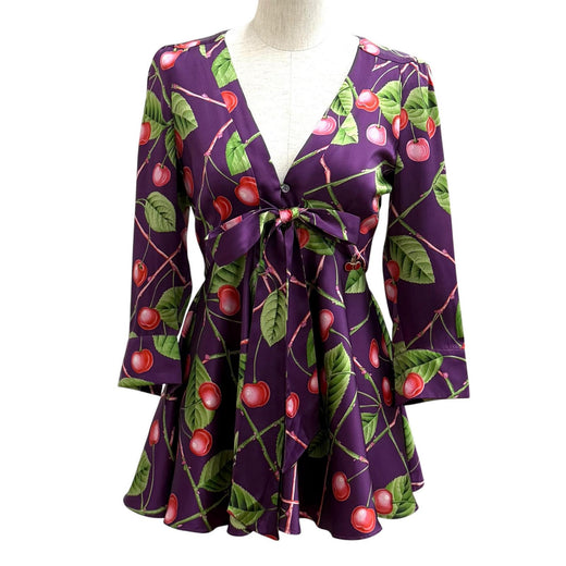 Pristine JOHN GALLIANO tops Cherry print silk mini dress silk 38 VR7615 67737