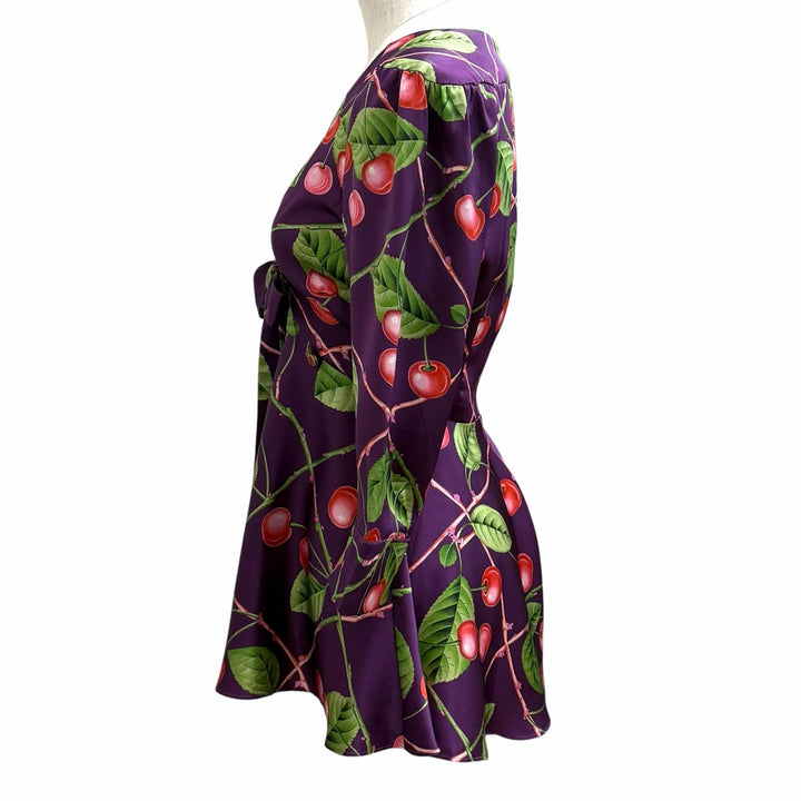 Pristine JOHN GALLIANO tops Cherry print silk mini dress silk 38 VR7615 67737