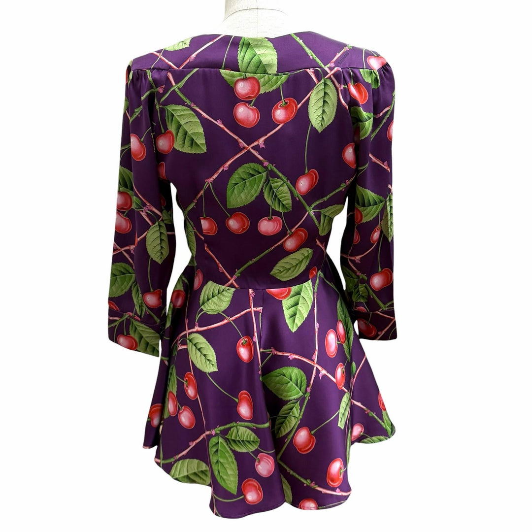 Pristine JOHN GALLIANO tops Cherry print silk mini dress silk 38 VR7615 67737