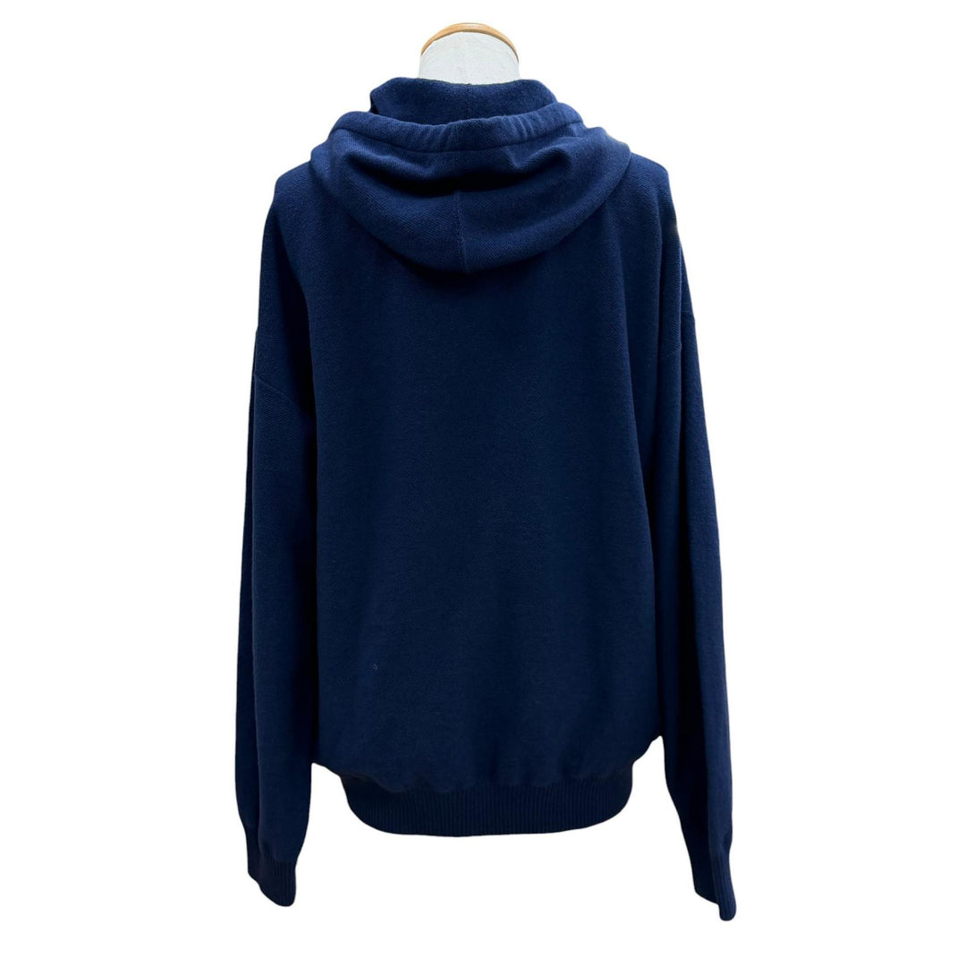 Great VERSACE sweater Medusa knit hoodie pullover blue wool mens L A87203