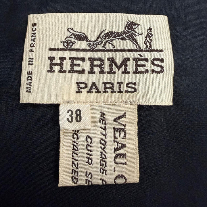 Great HERMES Best LES FERES DU ROI SOLEIL Suede leather, padded black Women 38