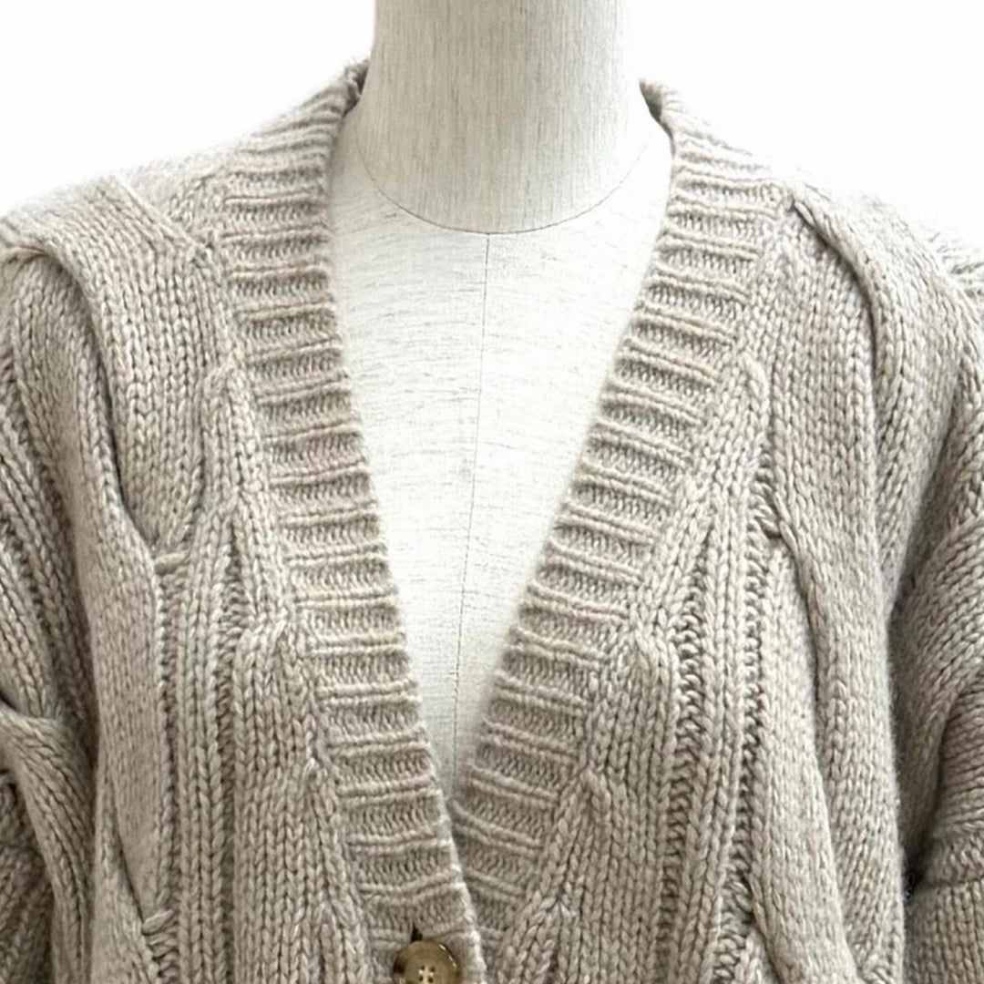 Excellent CELINE cardigan Logo Button Cable Knit Sweater cashmere XS 2AJ36086U